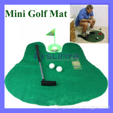 Funny Toilet Bathroom Mini Golf Mat Set Potty Putter Putting Game Novelty